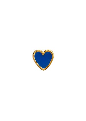 Stine A - Örhänge - Petit Love Heart Earring - Gold/Cobalt Blue