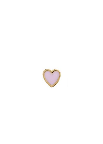 Stine A - Ørering - Petit Love Heart Earring - Gold/Light Pink