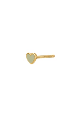 Stine A - Örhänge - Petit Love Heart Earring - Gold/Olive Green