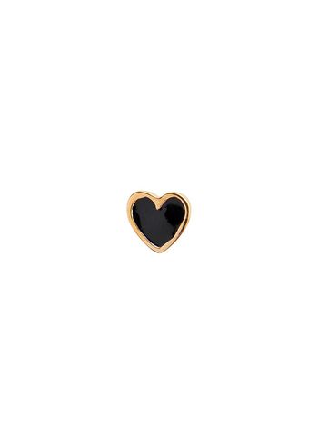 Stine A - Boucle d'oreille - Petit Love Heart Earring - Goldplated/Black