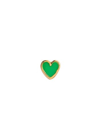 Stine A - Orecchino - Petit Love Heart Earring - Goldplated/Grass Green