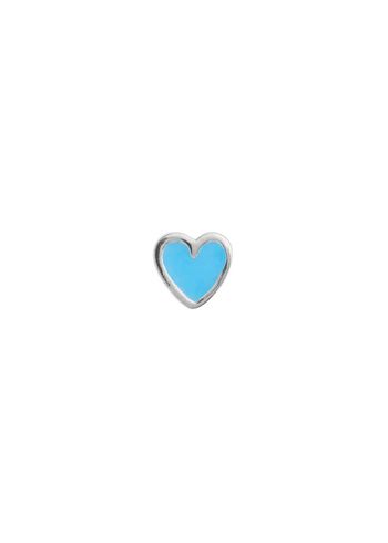 Stine A - Brinco - Petit Love Heart Earring - Silver/Light Blue