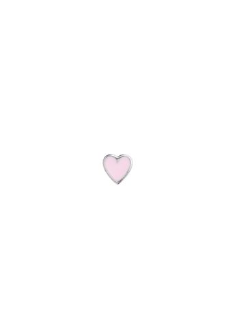 Stine A - - Petit Love Heart Earring - Silver/Light Pink
