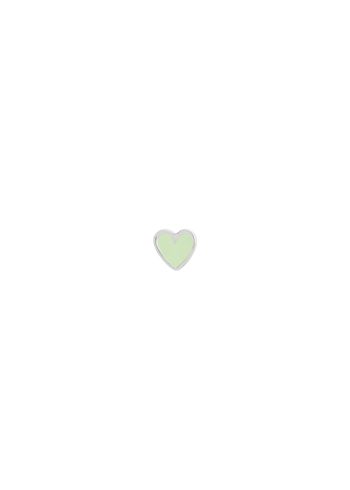 Stine A - Earring - Petit Love Heart Earring - Silver/Mint Green