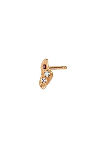 Stine A - Oorbel - Tres Petit Ile De L'Amour Earring - Gold with Burgundy, Iceblue and Light Purple