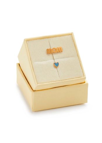 Stine A - Pendientes - Love box - Love Mom - Gold / Light blue