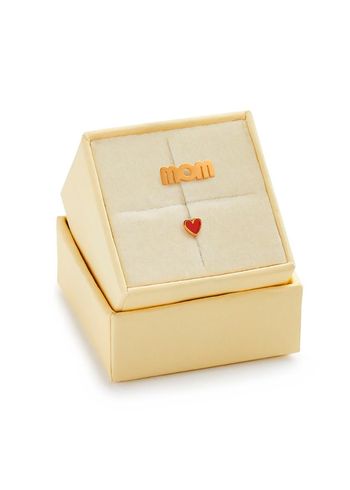Stine A - Earrings - Love box - Love Mom - Gold / Red coral