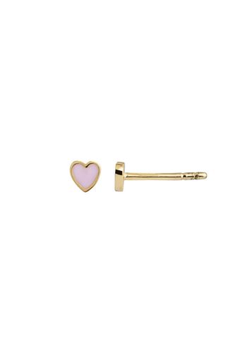 Stine A - Earrings - Petit Love Heart Earring - Gold/Light Pink