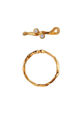 Stine A - Pierścień - Flow Ring with Two Stones - Gold