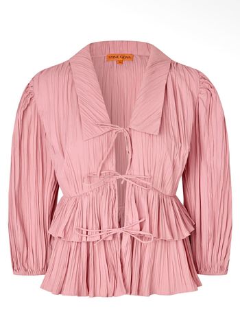 Stine Goya - Blus - Balloon Sleeve Tie Top - Pink Nectar