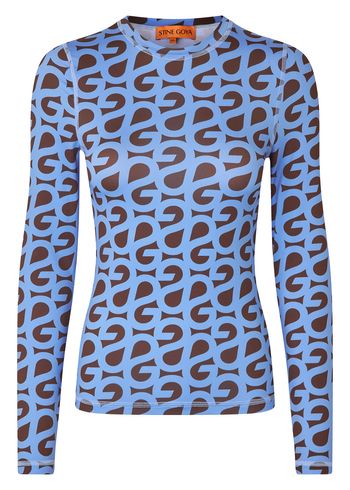 Stine Goya - Halenka - Elastic Long Sleeve Top - Blue SG Logo