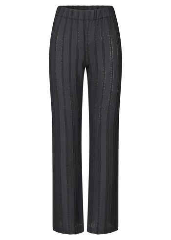 Stine Goya - Kalhoty - Elasticated Straight Long Pants - Black / White