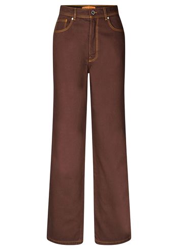 Stine Goya - Hose - High Waist Straight Cut Pants - Chicory Coffee