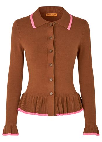 Stine Goya - Cardigan - Linear Ruffle Cardigan - Partridge Brown