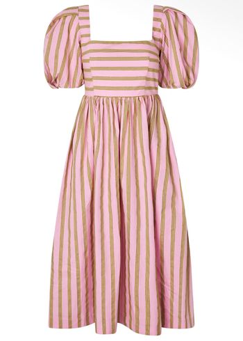 Stine Goya - Dress - Blouson Sleeve Midi Dress - Wallpaper Stripes