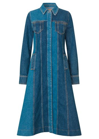 Stine Goya - Jurk - Long Sleeve Denim Dress - Two Tone Denim