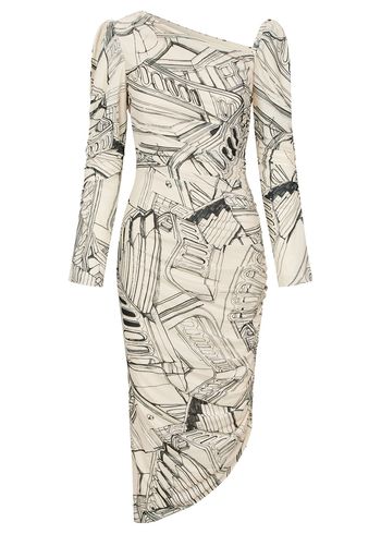 Stine Goya - Jurk - Rouched Midi Dress - Fineline Staircase