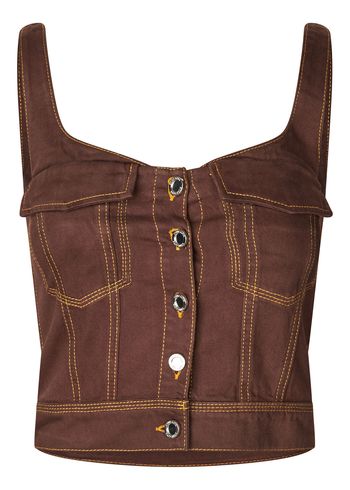 Stine Goya - Topp - Cropped Denim Bustier - Chicory Coffee