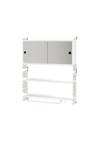 String Furniture - Shelving system - Bathroom D - White / Clear Perspex