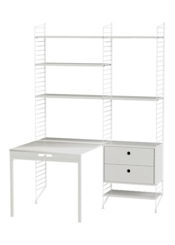 String Furniture - Hyllyjärjestelmä - Workspace E - White / White