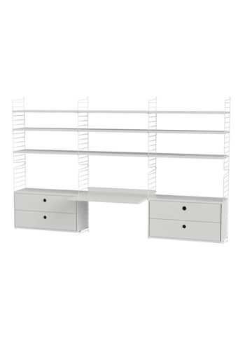 String Furniture - Shelving system - Workspace F - White / White