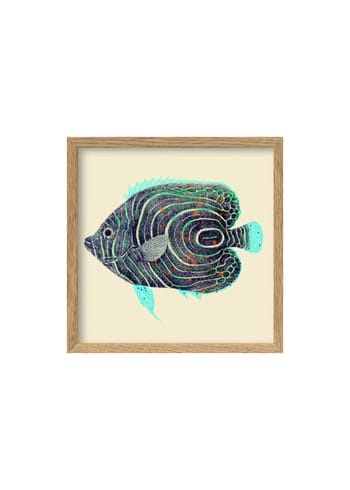 The Dybdahl Co - Cartaz - Blue And Turquoise Fish Poster - Blue And Turquoise Fish Oak