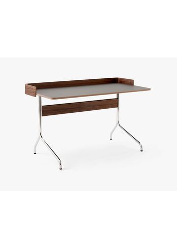 &tradition - Desk - Pavilion AV17 - Iron linoleum w. lacquered walnut & chrome base