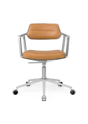 Vipp - Bürostuhl - Vipp453 Swivel+ - Camel Leather 101 / Polished Frame - Castors