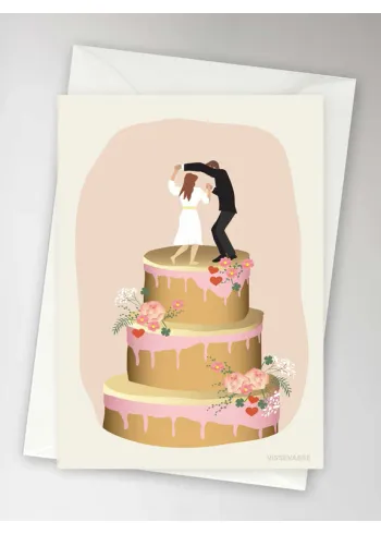 ViSSEVASSE - Kort - Wedding cake greeting card - Lyserød