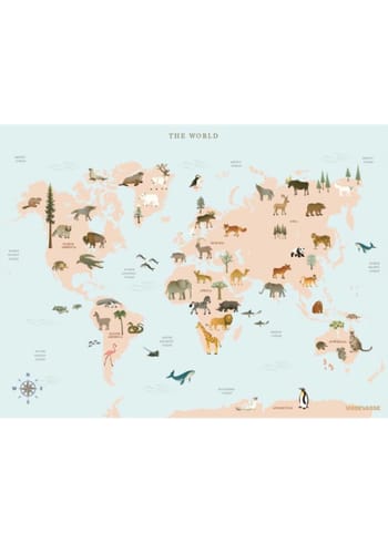 ViSSEVASSE - Affisch - WORLD MAP ANIMAL - poster - WORLD MAP ANIMAL - poster