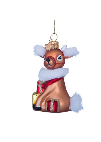 Vondels - Julkula - Ornament glass brown reindeer w/gifts - Brown