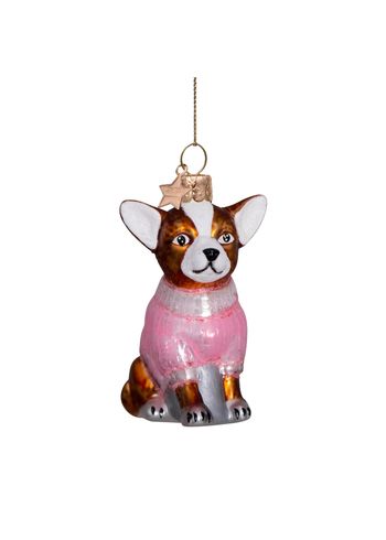 Vondels - Julkula - Ornament glass Chihuahua w/pink t-shirt - Pink