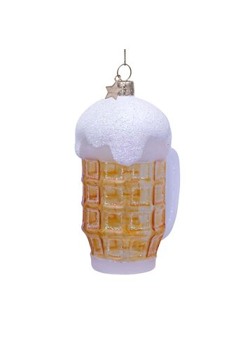Vondels - Kerstbal - Ornament glass pint glass beer - Brown/white