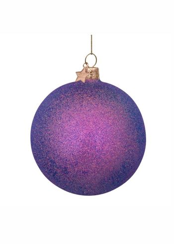 Vondels - Christmas Ball - Bauble glass mid purple w/tonal glitters allover - Purple