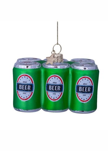 Vondels - Bola de Navidad - Ornament glass green 6 pack beer - Green