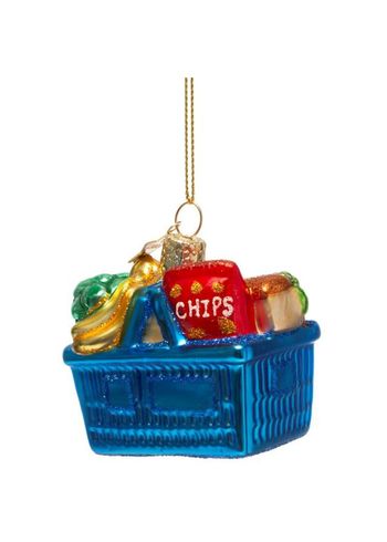 Vondels - Julekugle - Ornament Glass Groceries Basket - Green/Blue