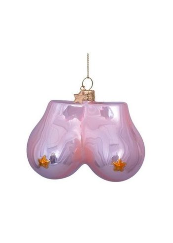 Vondels - Palla di Natale - Ornament Glass Mid Pink Opal Boobs w. Stars - Opal Pink