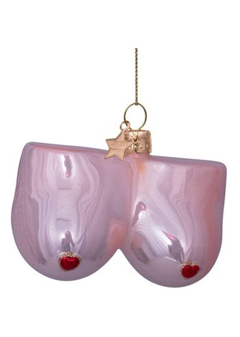 Vondels - Christbaumkugel - Ornament Glass Mid Pink Boobs w. Heart - Pink