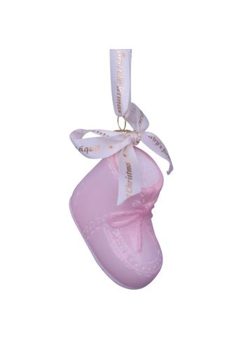 Vondels - Julkula - Ornament Glass Pink Baby's First Christmas Shoe - Pink