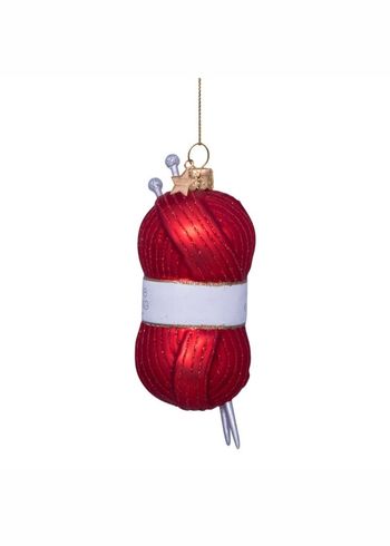 Vondels - Bola de Navidad - Ornament glass red knitting yarn - Red