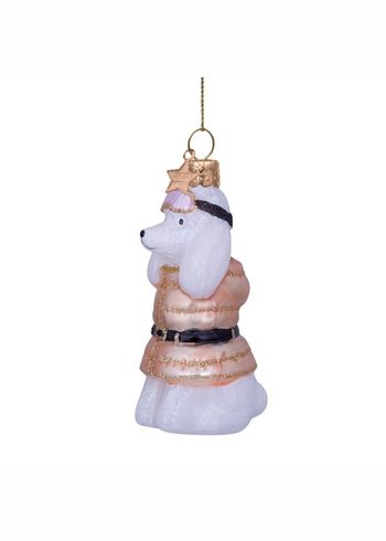 Vondels - Christmas Ball - Ornament glass white poodle w/beige t-shirt - White