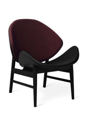 Warm Nordic - Lounge stoel - The Orange / Black Lacquered Oak - Mosaic 682 (Dark Bordeaux) / Leather (Black) (Rusty Rose) / Ritz 3701 (Brick Red)