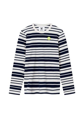 Wood Wood - Camicetta - Moa Stripe Long Sleeve SS23 - Off-white/navy stripes