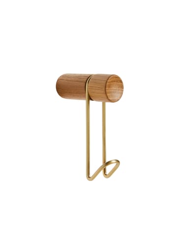 Woud - Hooks - Around Wall Hanger - Oak/Satin Brass - Small