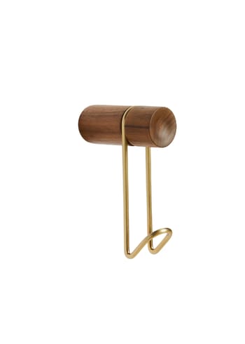 Woud - Hooks - Around Wall Hanger - Walnut/Satin Brass - Small
