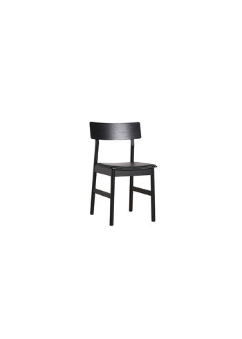 Woud - Stol - Pause Dining Chair 2.0 m. Læderpolstret Sæde - Sortmalet Ask / Sort Læder