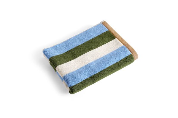 Blue striped bath deals mat