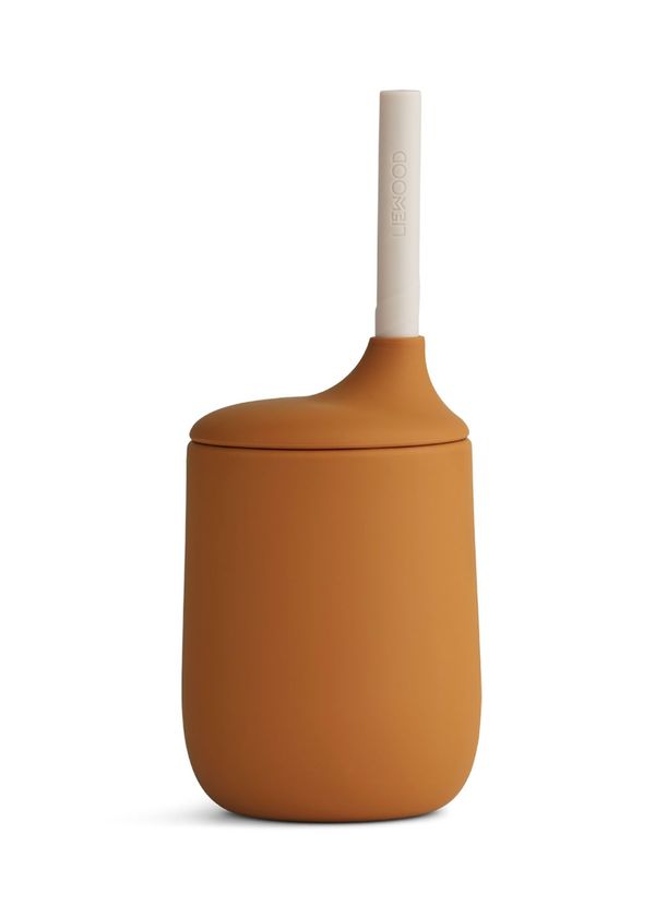 Vaso con Pajita Silicona Mustard - Sandy Mix Liewood