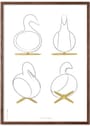 Brainchild - Cartaz - Design Sketches Swan 4 pcs. Poster - White - No Frame