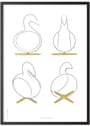 Brainchild - Plakat - Design Sketches Swan 4 pcs. Poster - White - Ingen Ramme